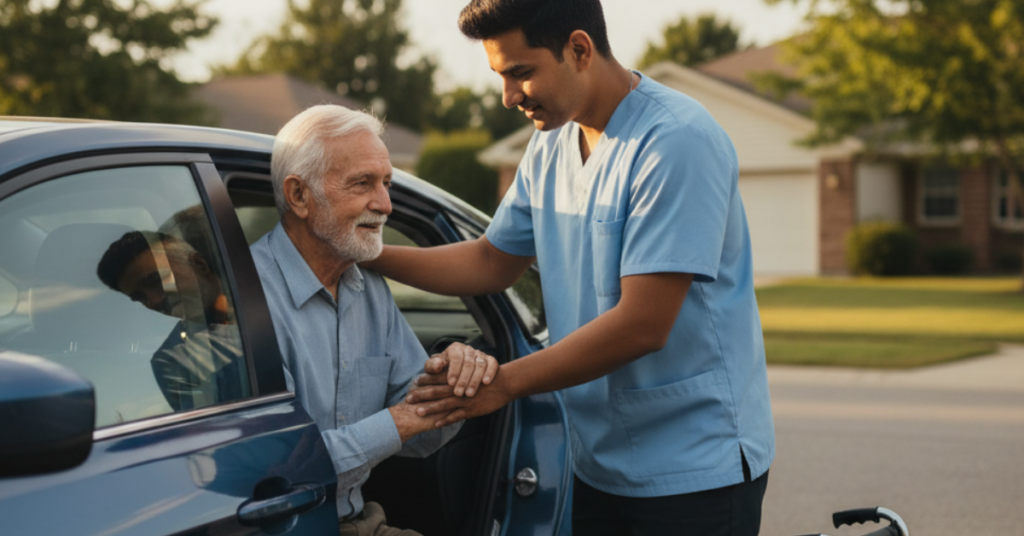 Safe Transfer in Elderly Care : Wheelchair to Car and Back