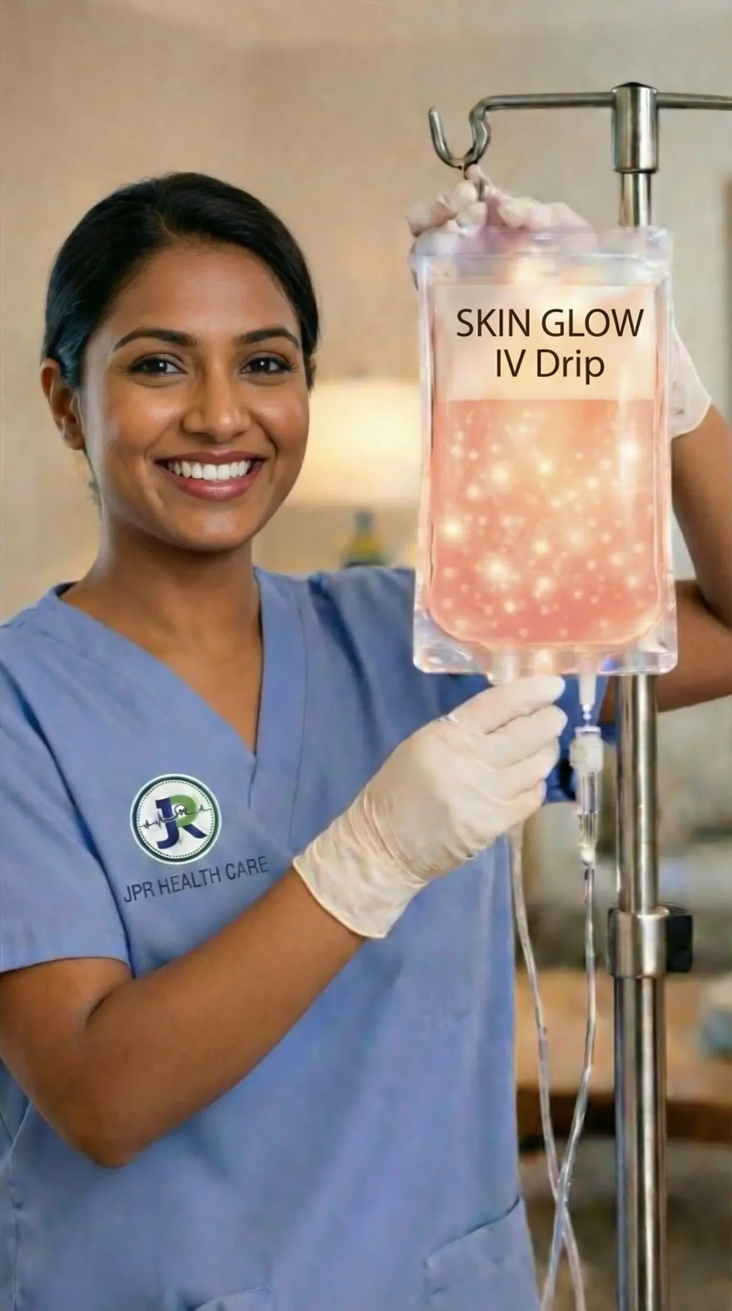 A nurse administering Skin Glow IV Drip