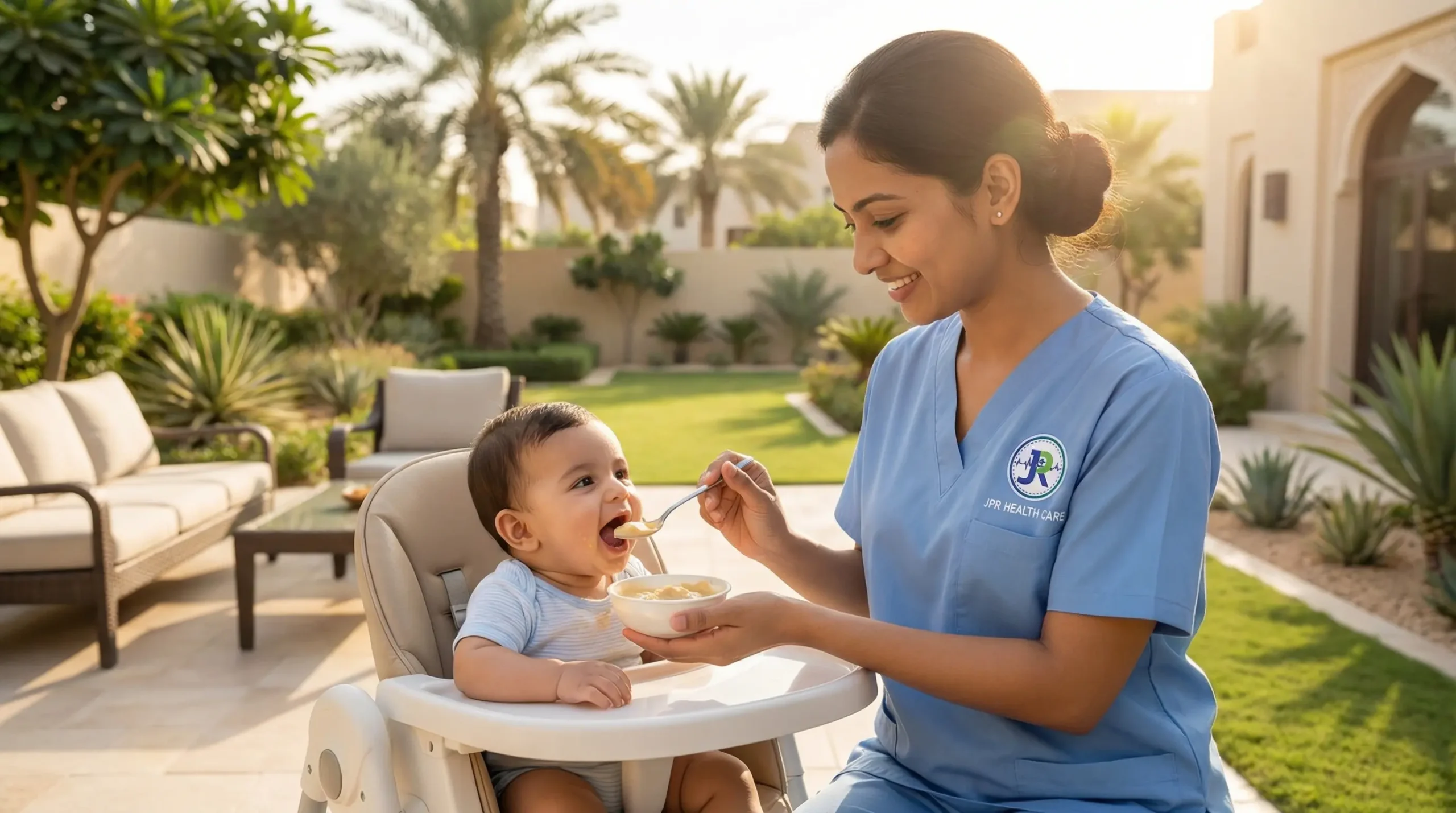 child who is happy with the best at home babysitting services in Ajman
