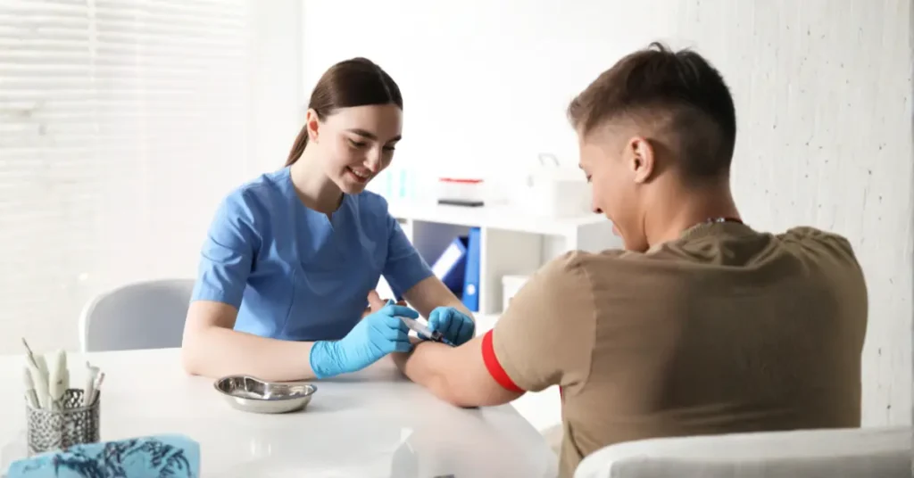 Illustration showing blood sample collection for the CRP blood test to detect inflammation in the body
