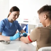 Illustration showing blood sample collection for the CRP blood test to detect inflammation in the body