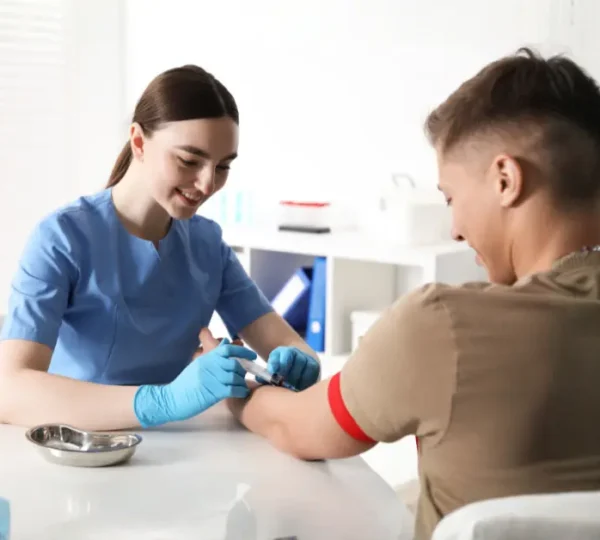 Illustration showing blood sample collection for the CRP blood test to detect inflammation in the body