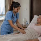 Comprehensive home nursing skin assessment and wound care management for bedridden patients, including pressure injury prevention, diabetic wound monitoring, moisture-associated skin damage evaluation, and professional in-home patient care in Dubai.