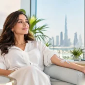Woman receiving IV therapy in a modern wellness setting in Dubai
